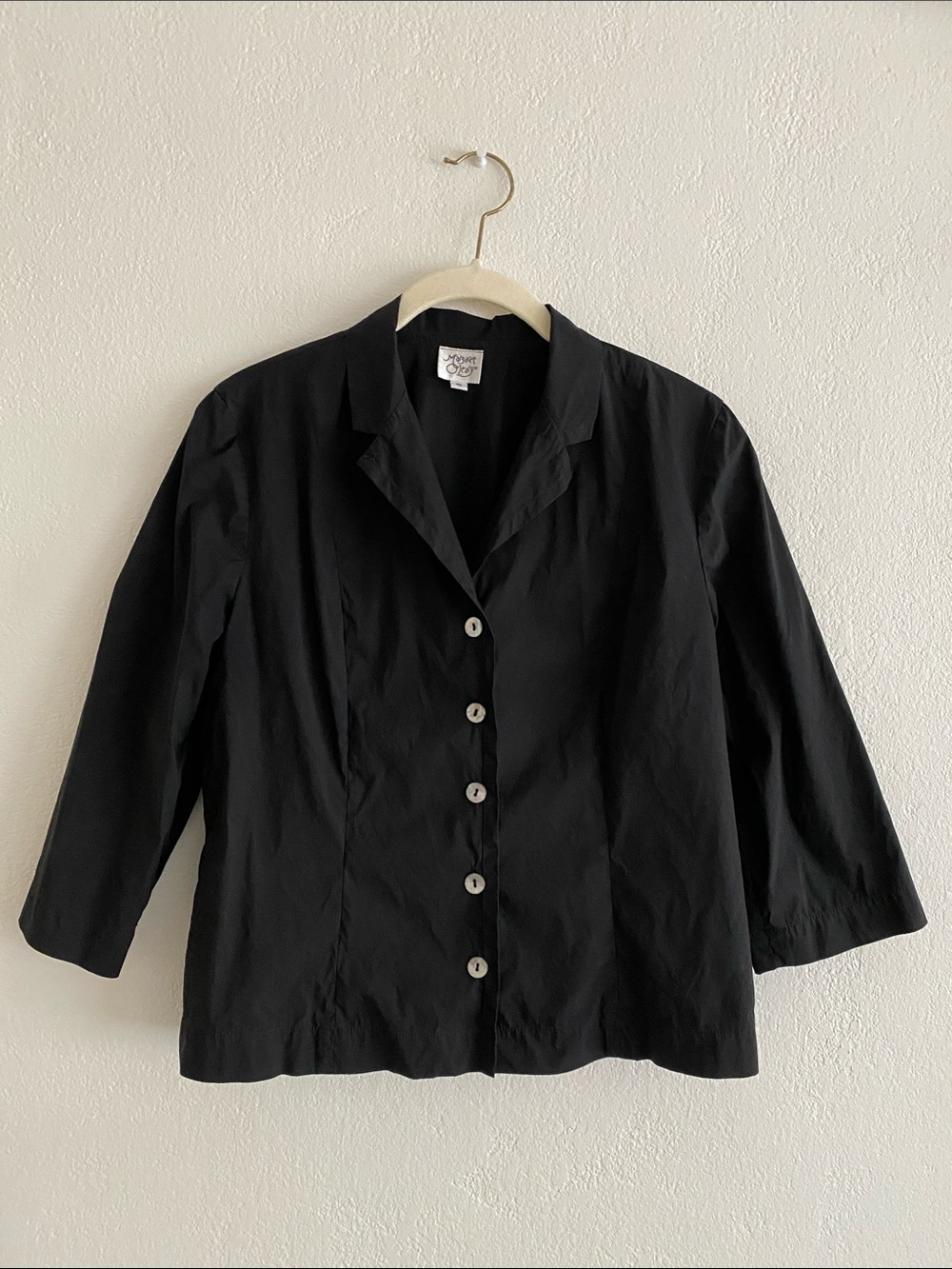 Margaret O'Leary Black Button-Front Blouse